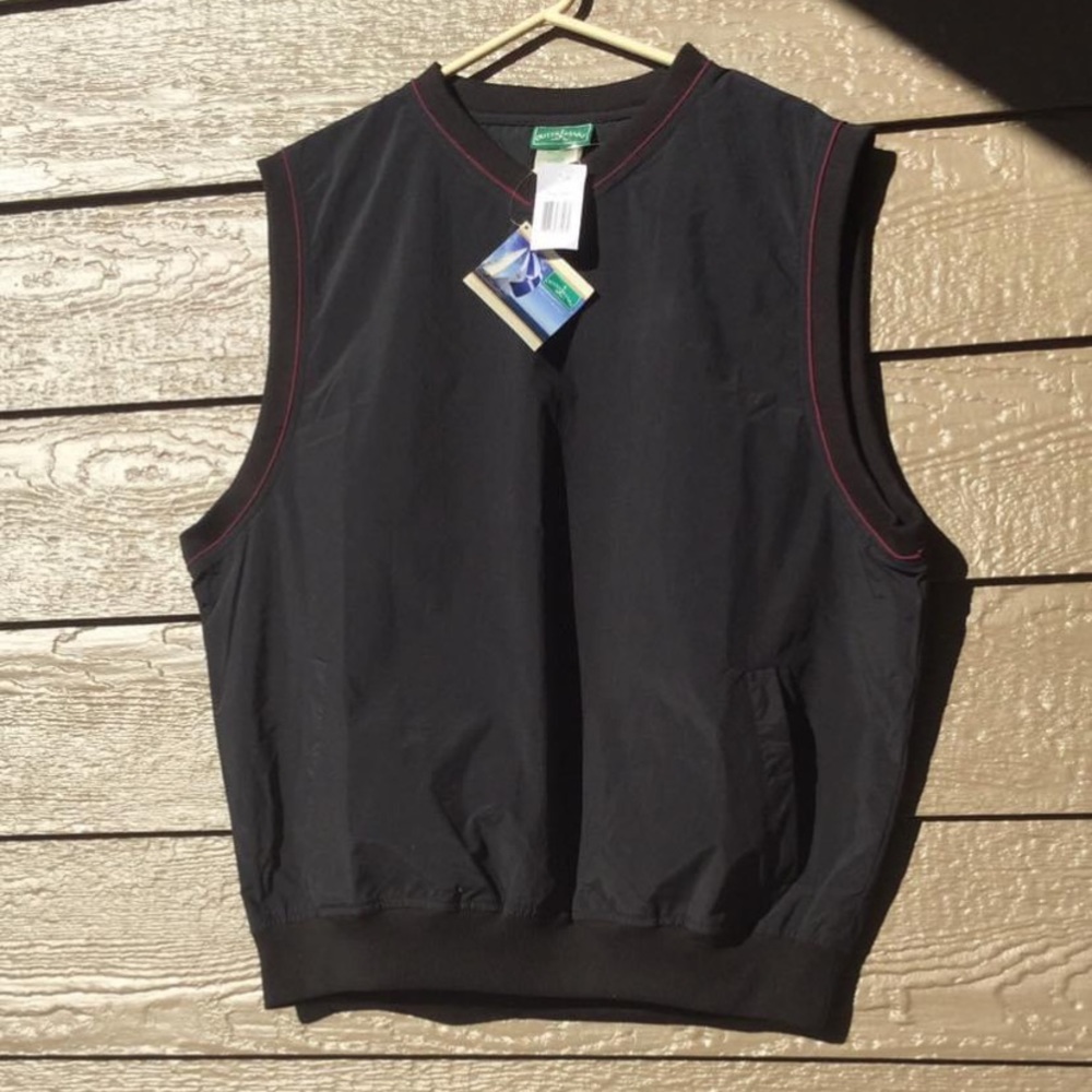 NWT Outer Banks Black Nylon Mens Golf Wind Vest  Size L
